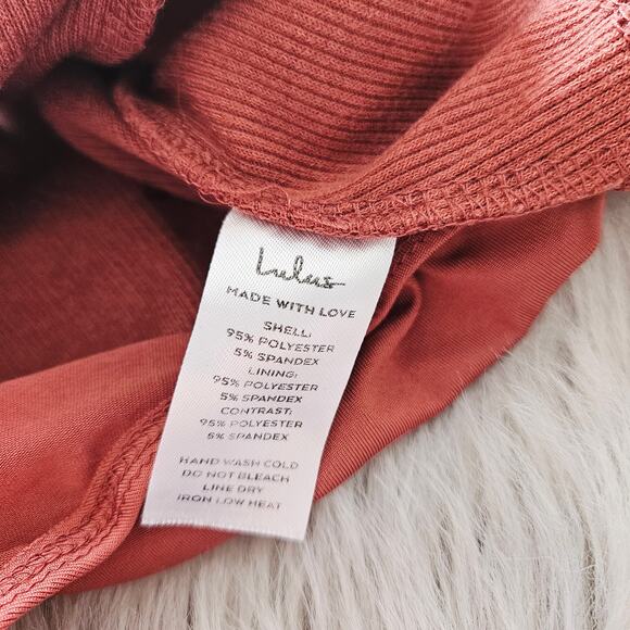 Lulus Bodysuit Medium Dusty Rose Pink Ribbed One Piece Cross Back Sleeveless - Picture 15 of 16